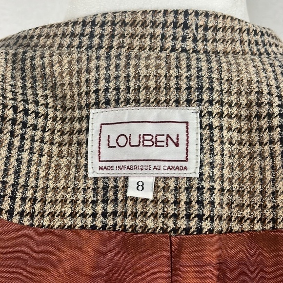 Louben Wool Blend Houndstooth Academia Womens Blazer Size 8 Old Money Equestrian - Picture 10 of 16
